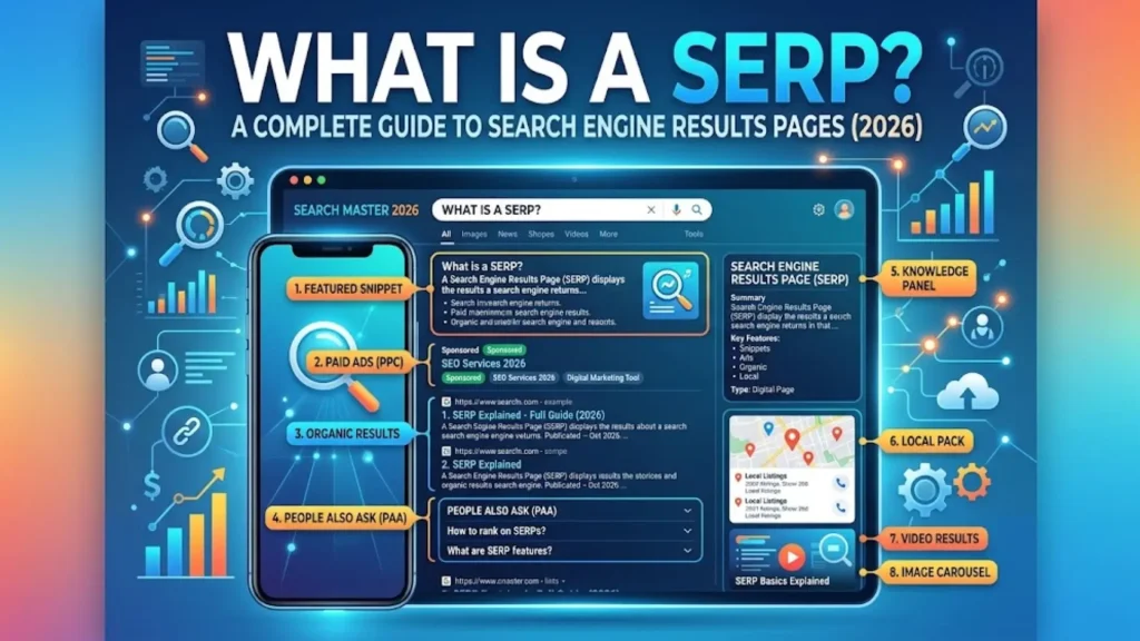 What Is a SERP? A Complete Guide to Search Engine Results Pages (2026) What Is a SERP? A Complete Guide to Search Engine Results Pages (2026)